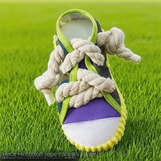 Durable Dog Toy Slippers for Self-Entertainment and Teeth Cleaning with Cotton Rope for Pet Dogs eprolo