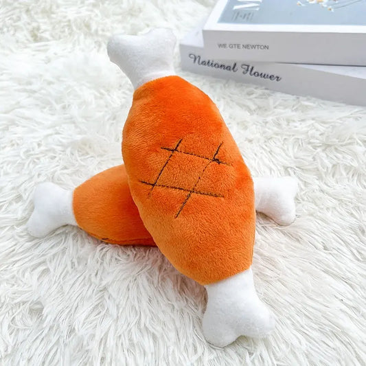 Double Bone Chicken Leg Fruit Carrot Vegetable Pet Dog Cat Plush Squeaky Durable Chew Toy Supplies eprolo