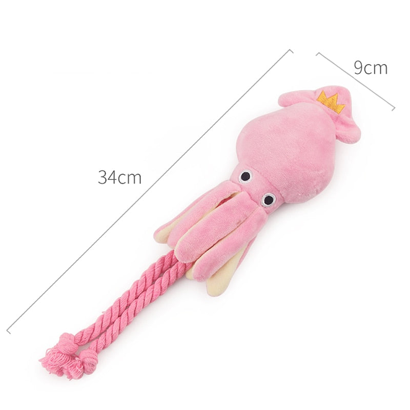 Cute Squid Small Dog Toy Sound BB Plush Pet Puppy Rope Toys Pink Chew Squeak Toys For Cat eprolo