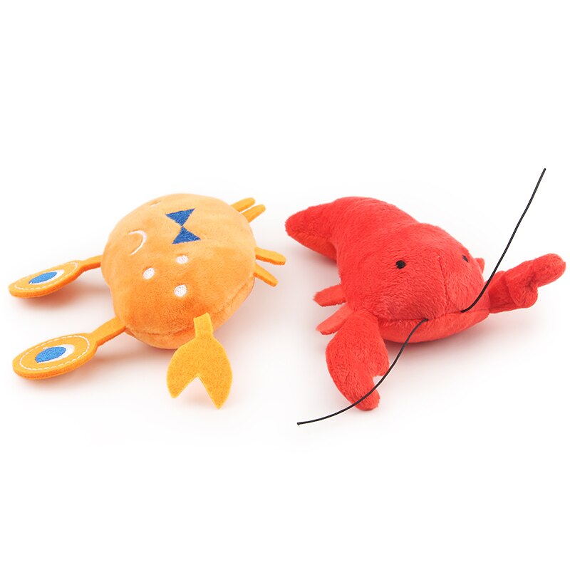 2PCS Lobster Plush Squeaky Dog Toy Cartoon Crab Puppy Pet Toy Soft Mini Pet Supplies For Cat eprolo