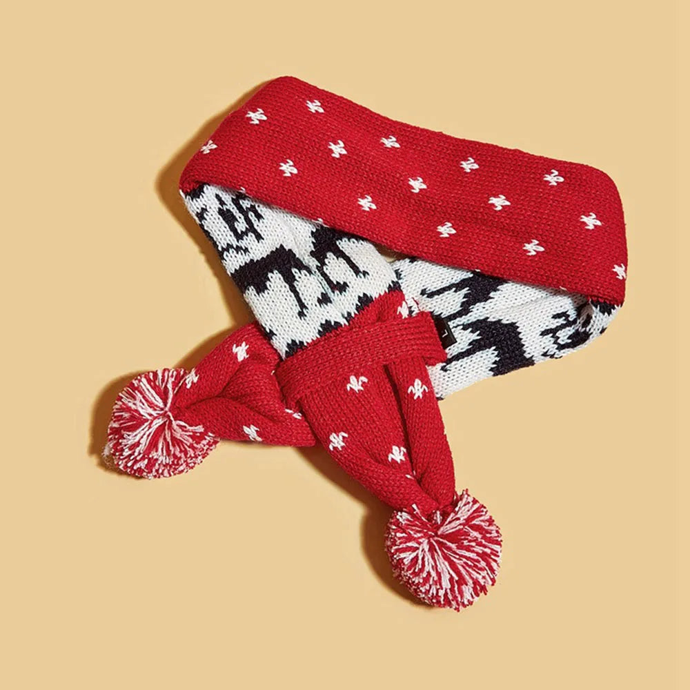 Christmas Dog Scarf Knitted Elk Scarf Striped Hair Ball Pet Scarf Outdoor Winter Warm Cat Dog Scarves Puppy Collar Pet Supplies eprolo