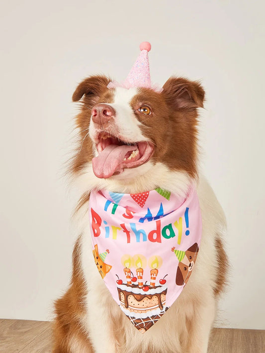 Dog Happy Birthday Decoration Dog Costume Hats Bowknot Bandana Neckerchief Bibs Banners Party Cat Dog Pets Accessories Perros eprolo