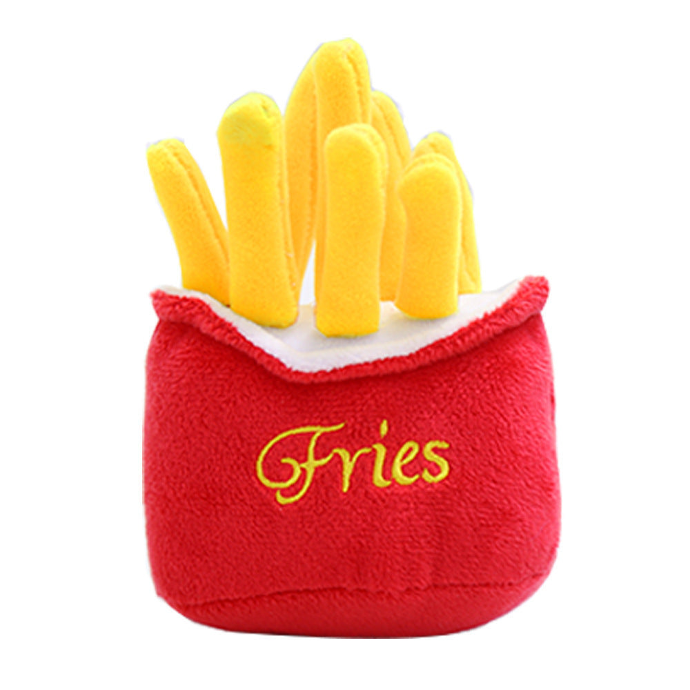Cute Cat Plush Sound Toy - Adorable Cat Toy with French Fries and Hamburger for Small and Medium Dogs and Teddy Bears eprolo