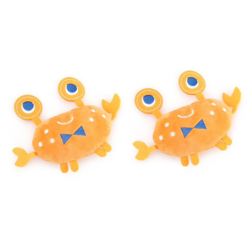2PCS Lobster Plush Squeaky Dog Toy Cartoon Crab Puppy Pet Toy Soft Mini Pet Supplies For Cat eprolo