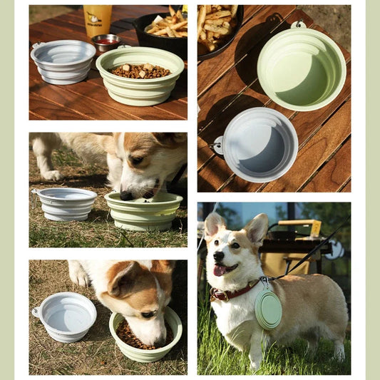 Dog Feeders Folding Silicone Bowl Outdoor Travel Foldable Portable Cat Dog Food Water Container Feeding Tray Bowl Pet Supplies eprolo