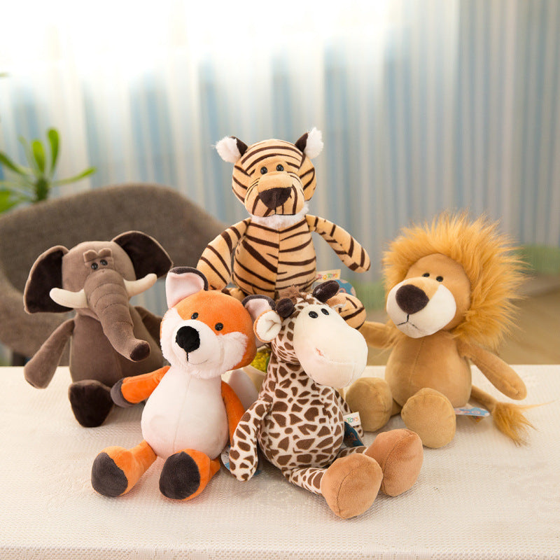 25cm Forest Animal Doll Giraffe Elephant Lion Monkey Dog Tiger Activity Gift Children's Birthday Plush Toy eprolo