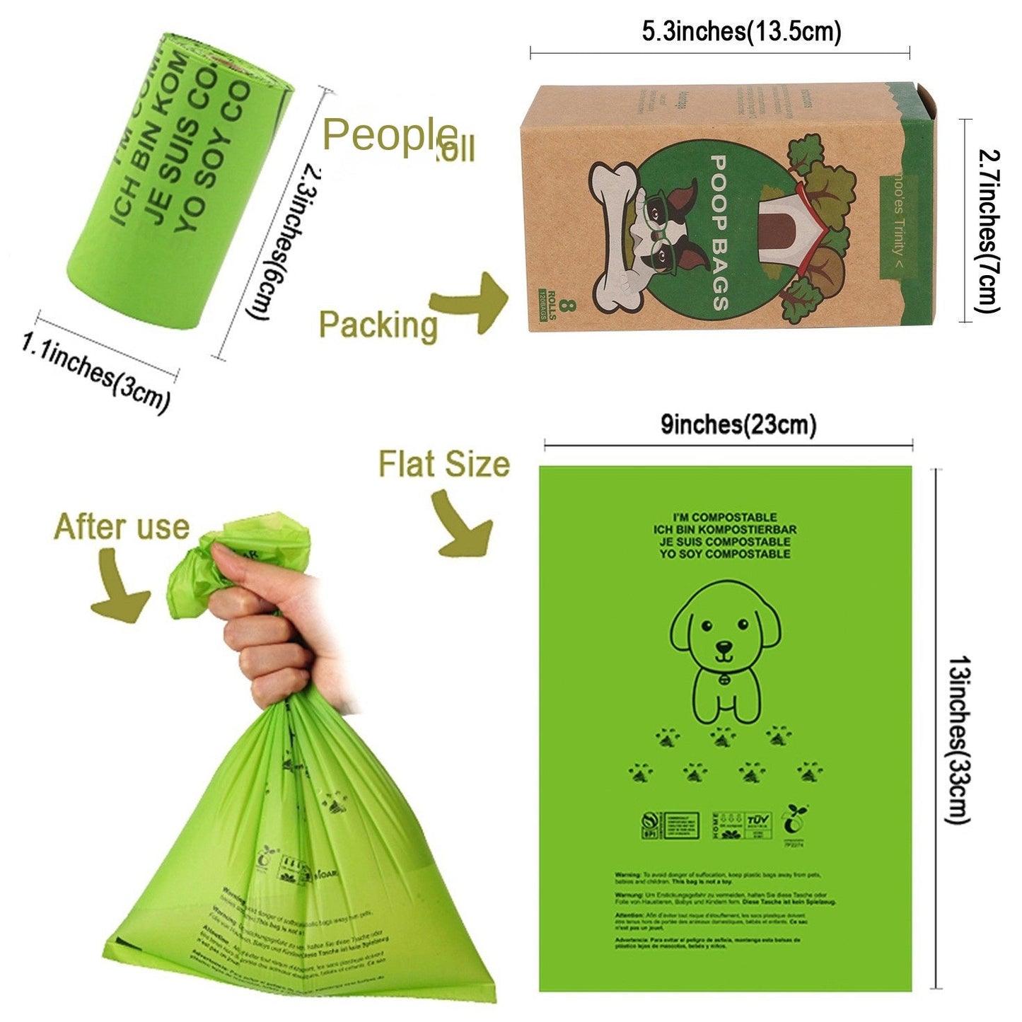 Biodegradable Pet Waste Bags Corn Starch PLA Degradable Poop Bags eprolo