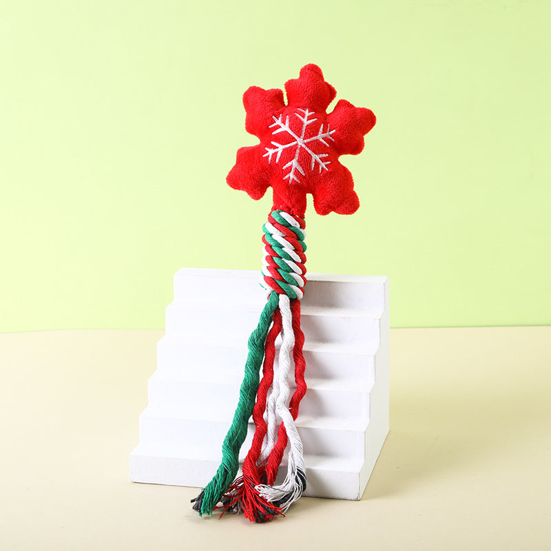 Christmas Cotton Rope Pet Plush Toy Teeth Grinding Durable Cartoon Self Hi Dog Toy Cat Supplies eprolo