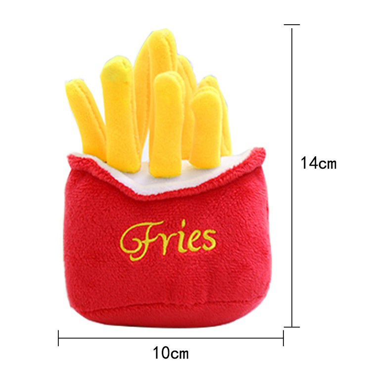 Cute Cat Plush Sound Toy - Adorable Cat Toy with French Fries and Hamburger for Small and Medium Dogs and Teddy Bears eprolo