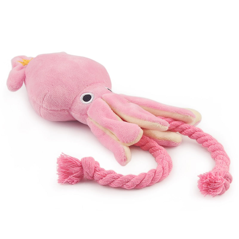 Cute Squid Small Dog Toy Sound BB Plush Pet Puppy Rope Toys Pink Chew Squeak Toys For Cat eprolo