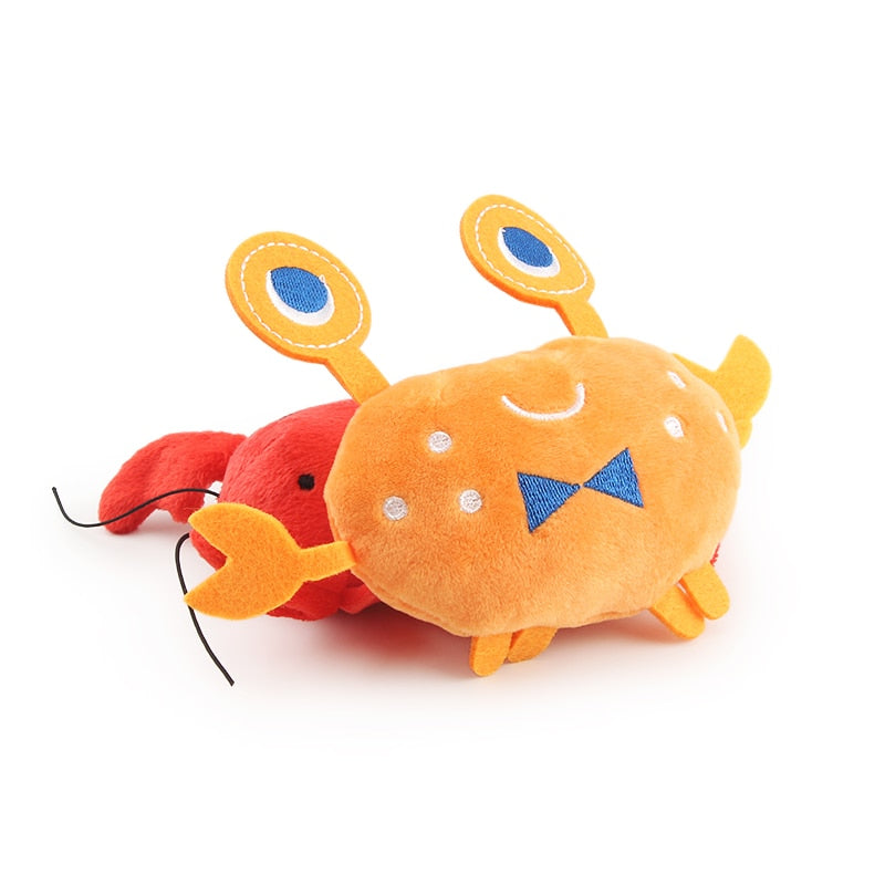 2PCS Lobster Plush Squeaky Dog Toy Cartoon Crab Puppy Pet Toy Soft Mini Pet Supplies For Cat eprolo