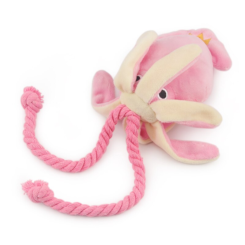 Cute Squid Small Dog Toy Sound BB Plush Pet Puppy Rope Toys Pink Chew Squeak Toys For Cat eprolo