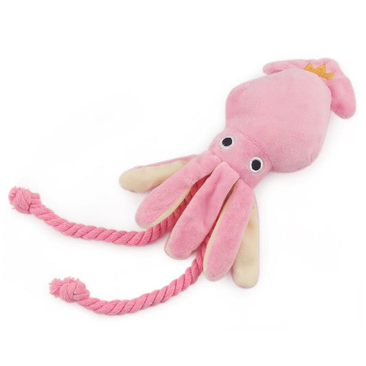 Cute Squid Small Dog Toy Sound BB Plush Pet Puppy Rope Toys Pink Chew Squeak Toys For Cat eprolo