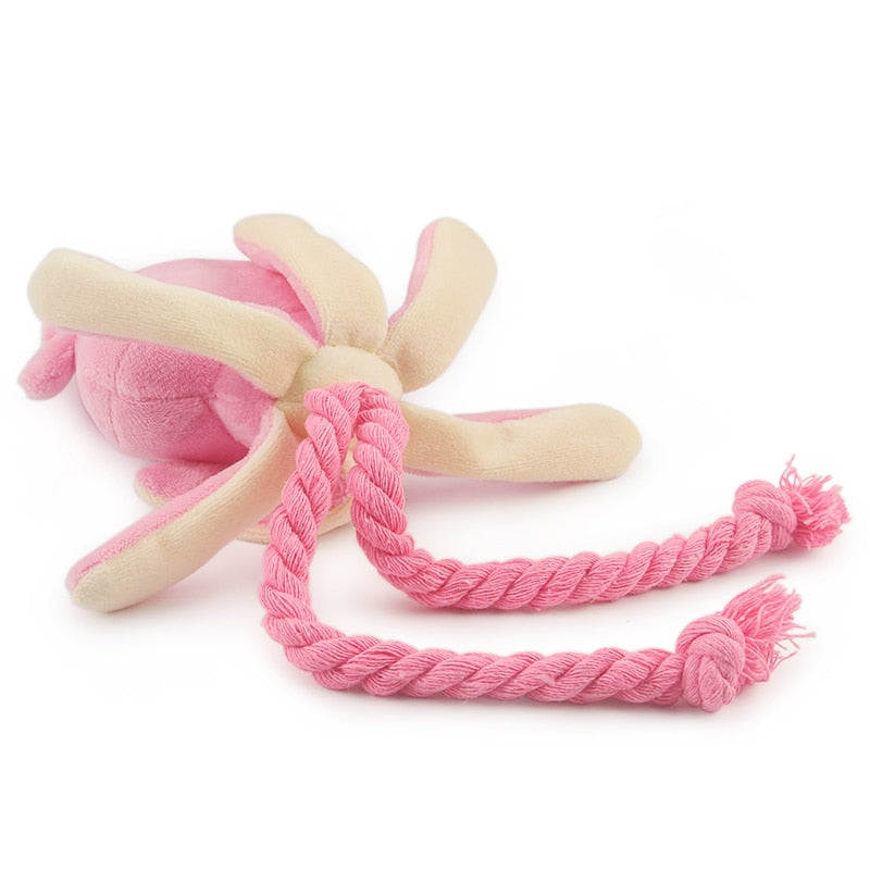 Cute Squid Small Dog Toy Sound BB Plush Pet Puppy Rope Toys Pink Chew Squeak Toys For Cat eprolo