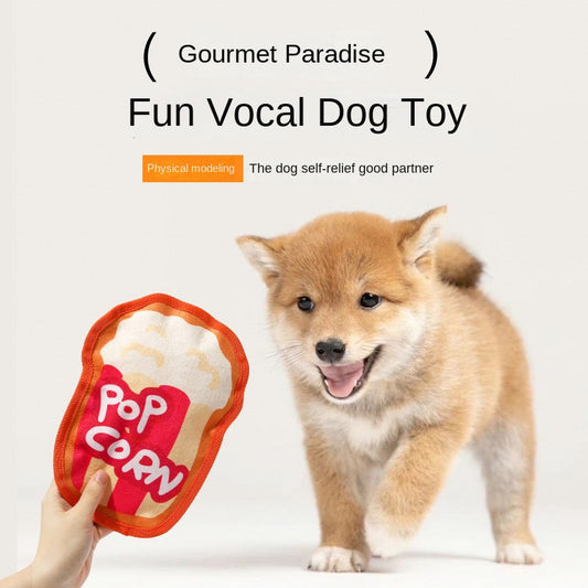 Durable Dog Toy for Chewing, Playing, and Teeth Cleaning - Fun Squeaky Anti-Boredom Design in Hamburger and French Fries Shapes for Small and Medium Dogs eprolo
