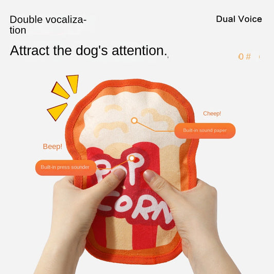 Durable Dog Toy for Chewing, Playing, and Teeth Cleaning - Fun Squeaky Anti-Boredom Design in Hamburger and French Fries Shapes for Small and Medium Dogs eprolo